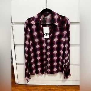 NWT ZARA PURPLE PATTERNED SHIRT